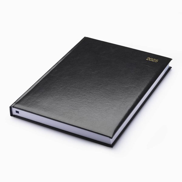 Strata Diary A4 Padded - Page a Day - White Pages - Black