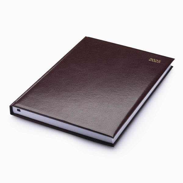 Strata Diary A4 Padded - Page a Day - White Pages - Burgundy